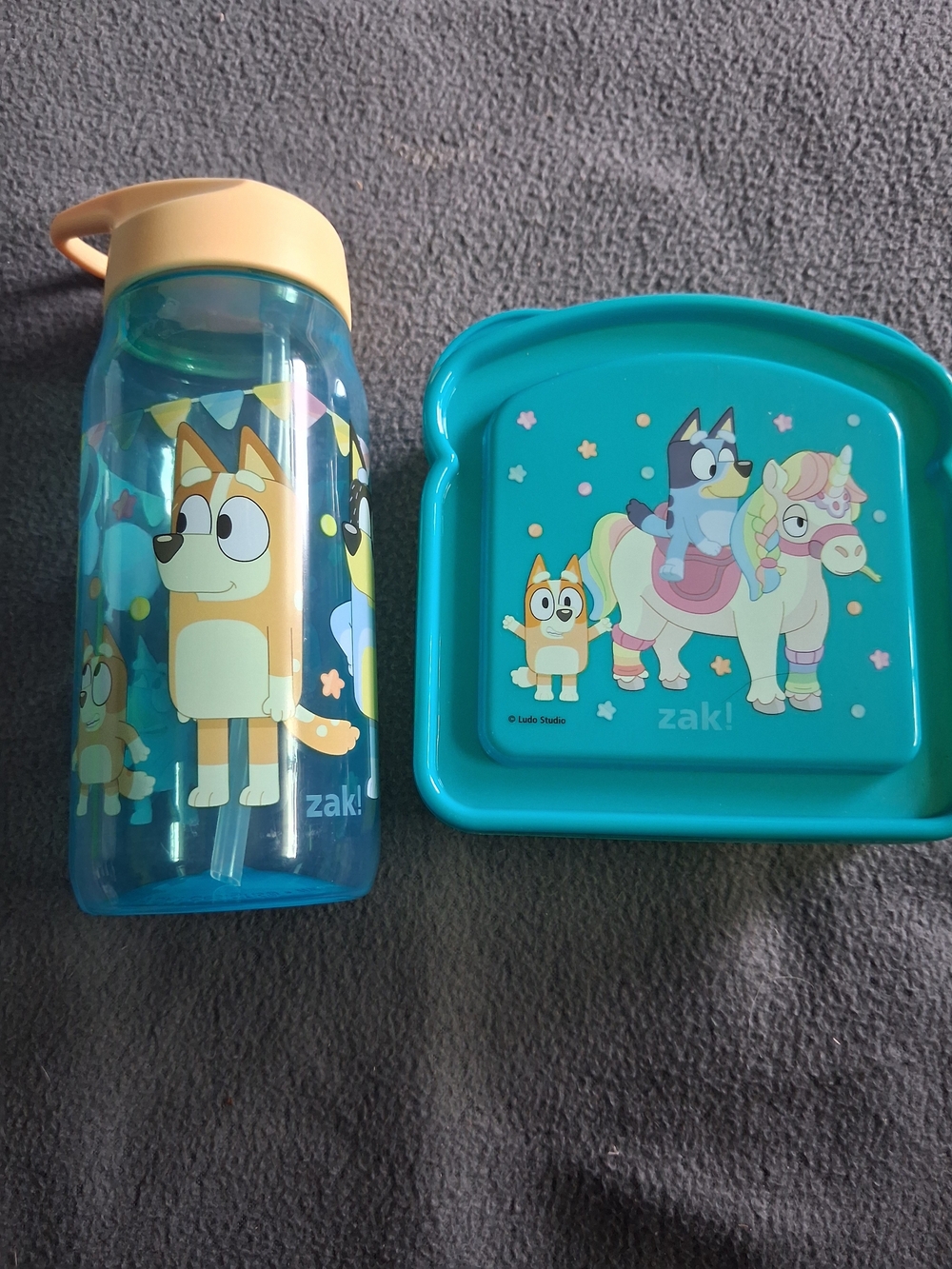 Bluey Teal Kids Water Bottle and Snack Box Set